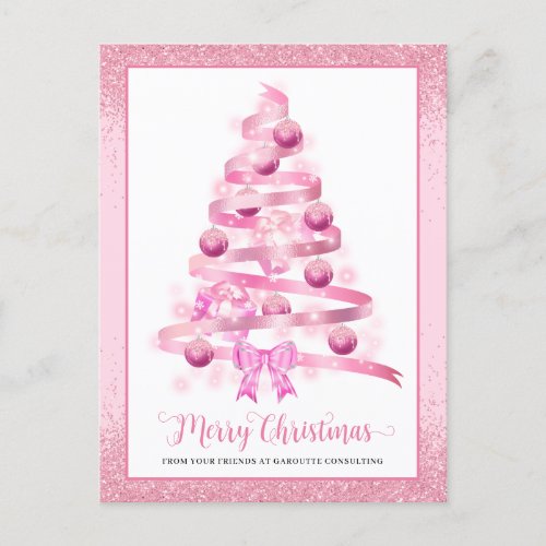 Merry Christmas Tree Corporate Logo Holiday Postcard