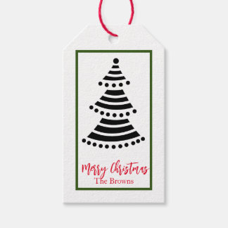 MERRY CHRISTMAS TREE CUSTOM NAME GIFT TAGS