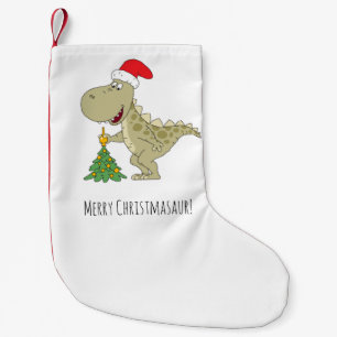 Merry Christmas Tree Cute Dinosaur Santa Hat Small Christmas Stocking