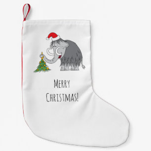 Merry Christmas Tree Cute Mammoth Santa Hat Small Christmas Stocking