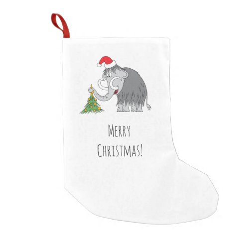 Merry Christmas Tree Cute Mammoth Santa Hat Small Christmas Stocking