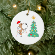 Merry Christmas Tree Cute Puppy Dog Santa Hat