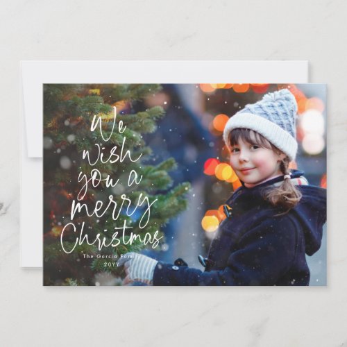 Merry Christmas tree cute type red photo Holiday Card