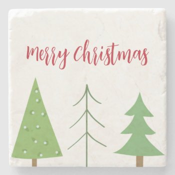 Merry Christmas  Tree Decor Stone Coaster by AestheticJourneys at Zazzle