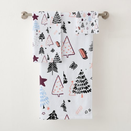 Merry Christmas tree decoration gift Bath Towel Set