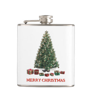 Merry Christmas. Tree (design 1) with gifts Flask