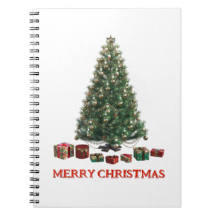 Merry Christmas. Tree (design 1) with gifts Notebook