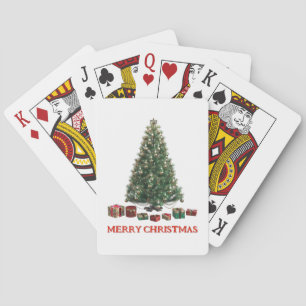 Merry Christmas. Tree (design 1) with gifts Poker Cards