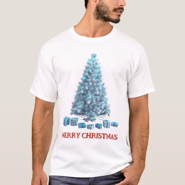 Merry Christmas. Tree (design 4) with gifts T-Shirt (Front)