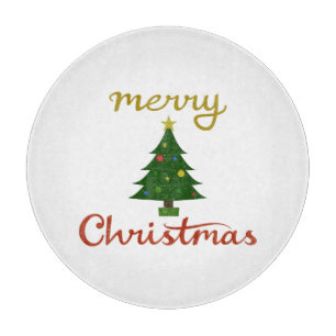 Merry Christmas+Tree Design Cutting Board