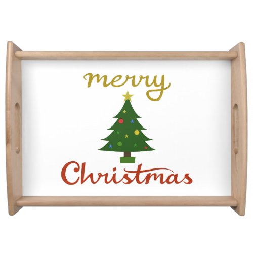 Merry ChristmasTree Design Serving Tray