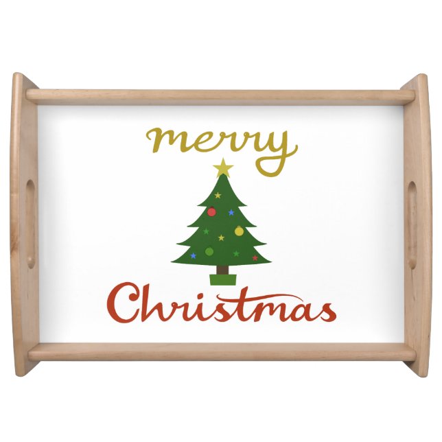 Merry Christmas+Tree Design Serving Tray (Front)
