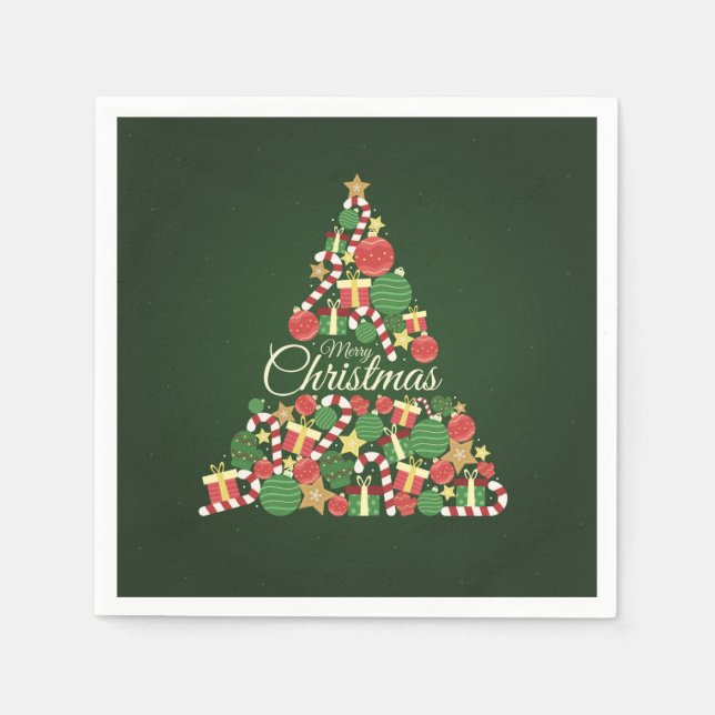 Merry Christmas tree dinner party Napkins (Front)