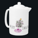 Merry Christmas Tree Doodle Art Teapot<br><div class="desc">Merry Christmas Teapot Hand Drawn Doodle Great for Christmas Gift</div>