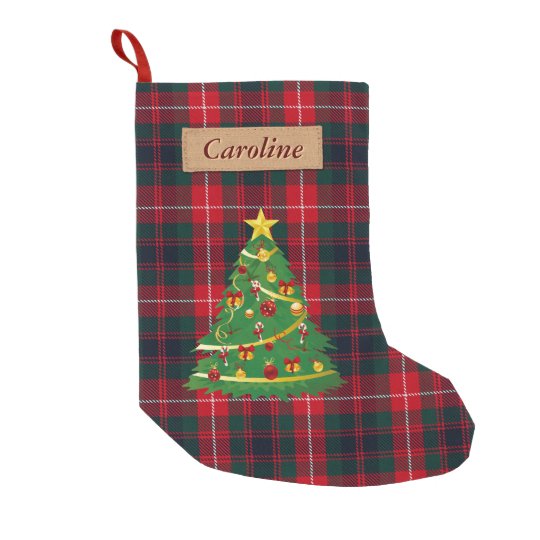 Merry Christmas Tree Fabric Scottish Plaid Tartan Small Christmas ...