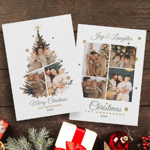 Merry Christmas Tree Family Custom Images Dots Thank You Card
