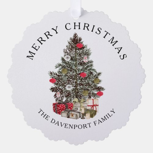 Merry Christmas  Tree  family photo Ornament Card