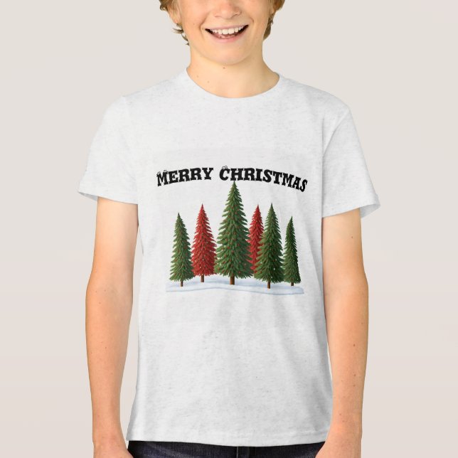 Merry Christmas Tree: Festive and Artistic Designs Tri-Blend Shirt (Front)