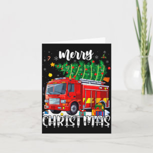 Merry Christmas Tree Firetruck Pajama Firefighter  Card