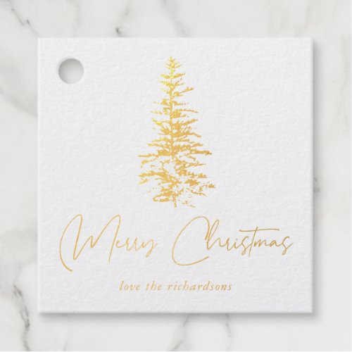 Merry Christmas Tree Foil Favor Tags