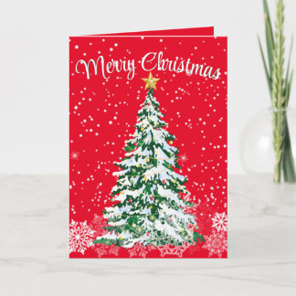 Merry Christmas Tree Folded Greeting Card