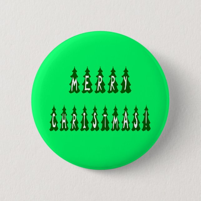 Merry Christmas Tree Font Button (Front)