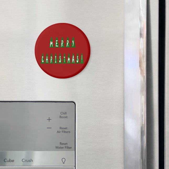 Merry Christmas Tree Font Magnet (In Situ (Fridge))