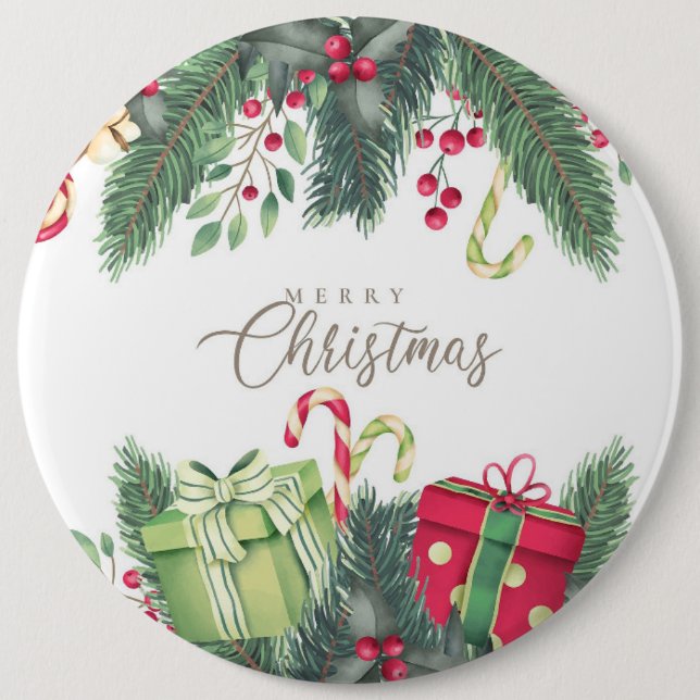 Merry Christmas Tree Gifts Decoration Button (Front)