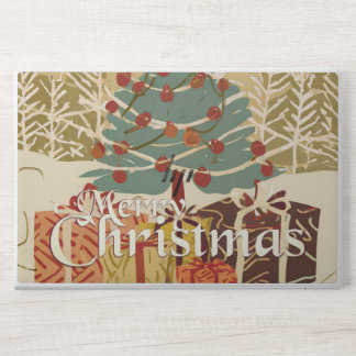 Merry Christmas Tree Gifts in Retro Style HP Laptop Skin