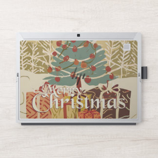 Merry Christmas Tree Gifts in Retro Style HP Laptop Skin