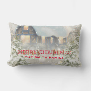 Merry Christmas Tree Gold Glitter Star Throw Pillo Lumbar Pillow