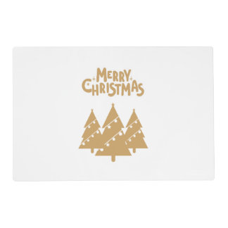 Merry Christmas Tree Gold Placemat