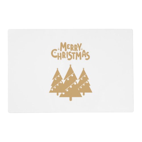 Merry Christmas Tree Gold Placemat