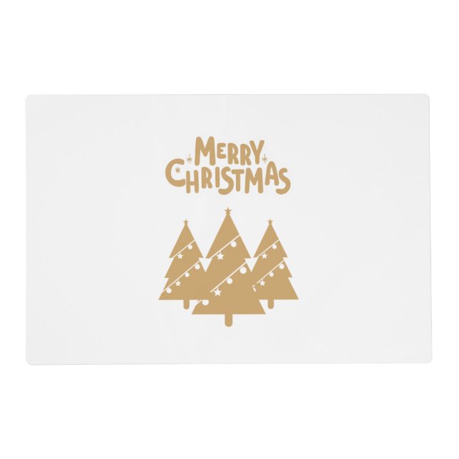 Merry Christmas Tree Gold Placemat (Front)