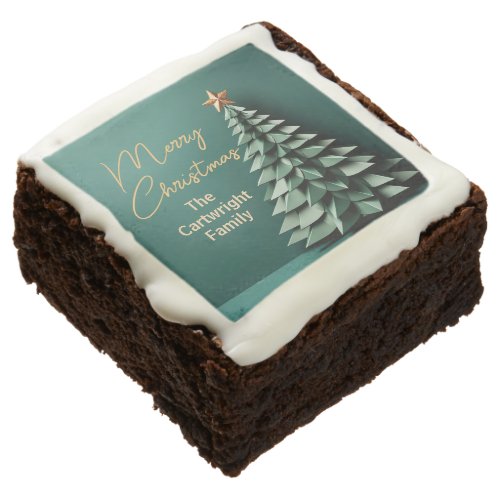 Merry Christmas Tree Gorgeous Green Gold Party Brownie