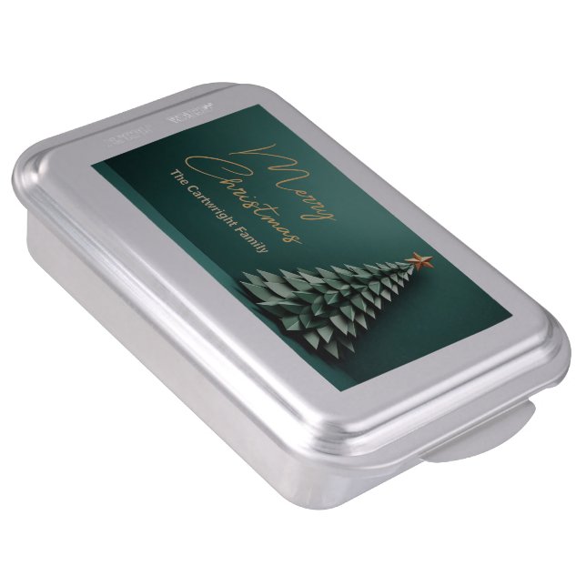 Merry Christmas Tree Gorgeous Green Gold Party Cake Pan (Side)