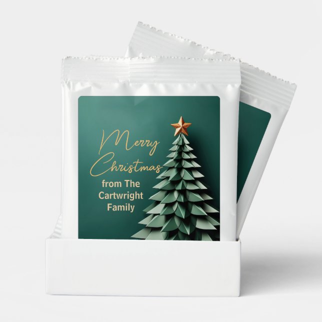Merry Christmas Tree Gorgeous Green Gold Party Hot Chocolate Drink Mix (Pair)