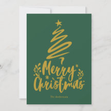 Merry Christmas Tree Green Christmas Card