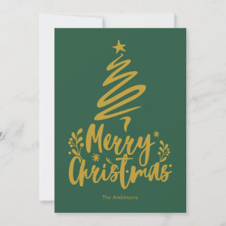Merry Christmas Tree Green Christmas Card