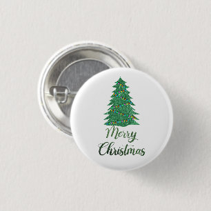 Merry christmas tree- green glitter button
