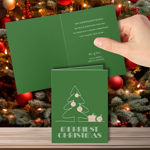 Merry Christmas Tree Green Holiday Card