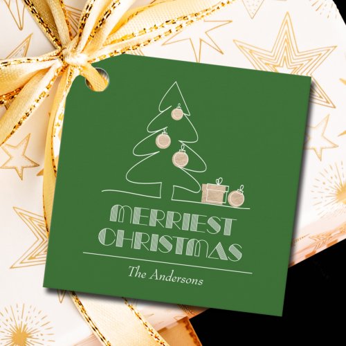Merry Christmas Tree Green Holiday Favor Tags
