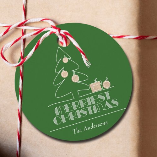 Merry Christmas Tree Green Holiday  Favor Tags