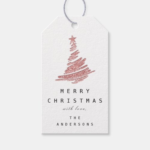 Merry Christmas Tree Happy From Rose Glitter  Gift Tags