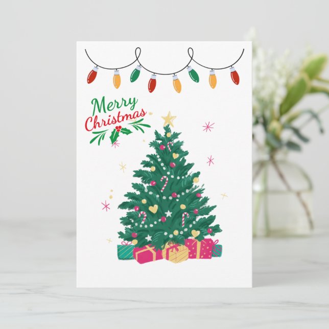 Merry Christmas Tree Holiday Card (Standing Front)