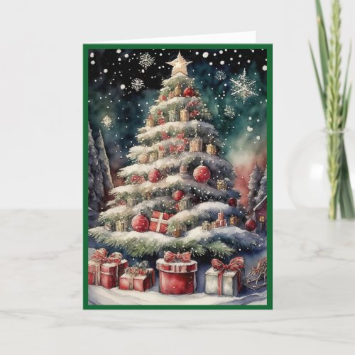 Merry Christmas Tree Holiday Card