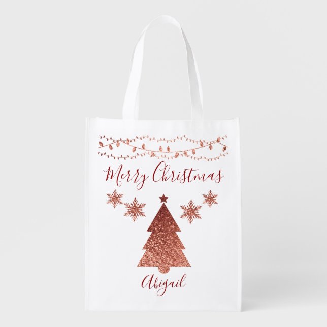 Merry Christmas Tree Holiday Delight Grocery Bag (Front)