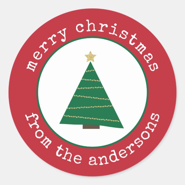 Merry Christmas Tree Holiday Gift Tag  (Front)