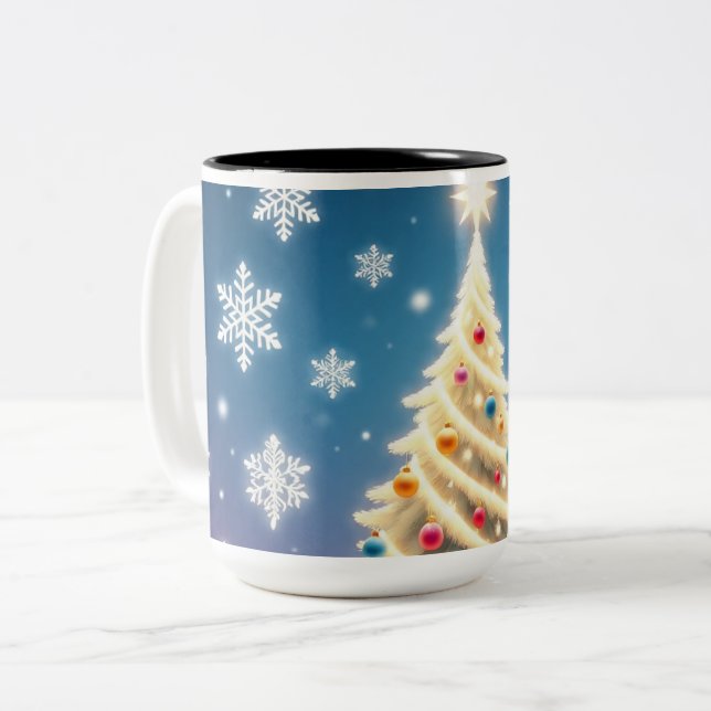 Merry Christmas Tree Holiday Mug – Festive Coffee  (Front Left)