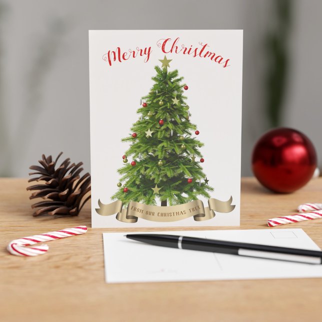 Merry Christmas Tree Holiday Postcard (A festive Christmas tree postcard with space for your name)